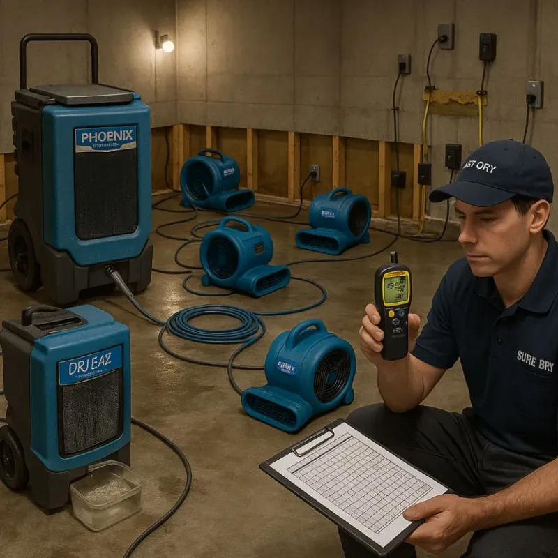 Structural Drying and Dehumidification process in Arial, SC